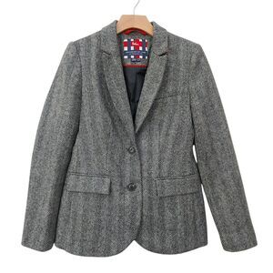 Boden Blazer Womens 4R Gray Heritage British Tweed Wool Two Button Herringbone